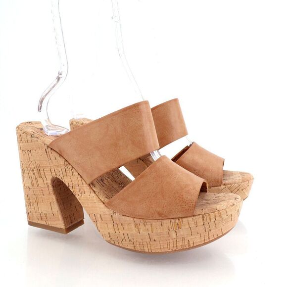 Korks Kork Ease Dezi Sandals Platform Brown Vegan Strappy Chunky Heel Size 11M - Picture 1 of 12